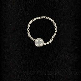 Bague chaîne argent et pierre zirconium.