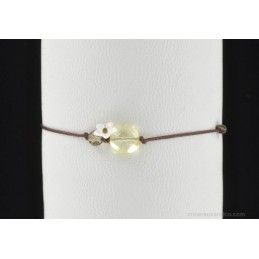 Bracelet quartz jaune facetté, fleur de nacre et quartz fumé