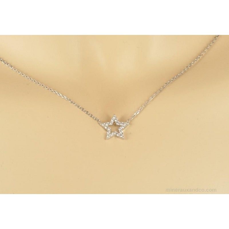 Pendentif étoile argent rhodié et zirconiums. Pendentif étoile argent rhodié et zirconiums.