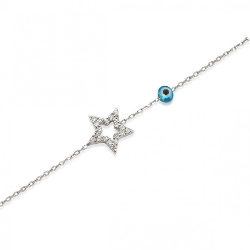 Bracelet étoile argent et zirconium Bracelet étoile argent et zirconium