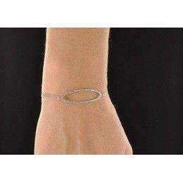 Bracelet double chaîne argent et zirconium transparent