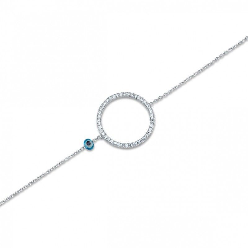 Bracelet cercle zirconiums sertis argent rhodié 925.