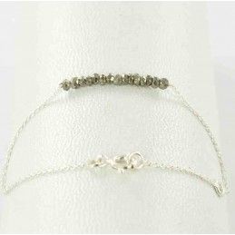 Bracelet perles de pyrite facettées argent 925.