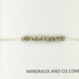 Bracelet perles de pyrite facettées argent 925.