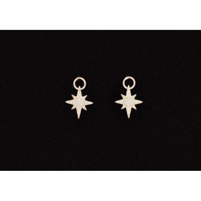 Boucles d'oreilles étoile du nord argent et zirconium.