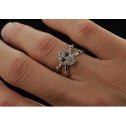 Bague tête de mort en zirconium et argent 925