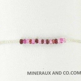 Bracelet perles de rubellite sur argent