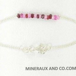 Bracelet perles de rubellite sur argent