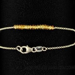 Bracelet perles de saphir jaune argent