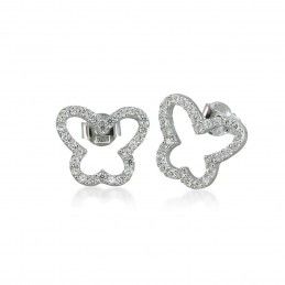 Boucles d'oreilles papillon argent et zirconium.