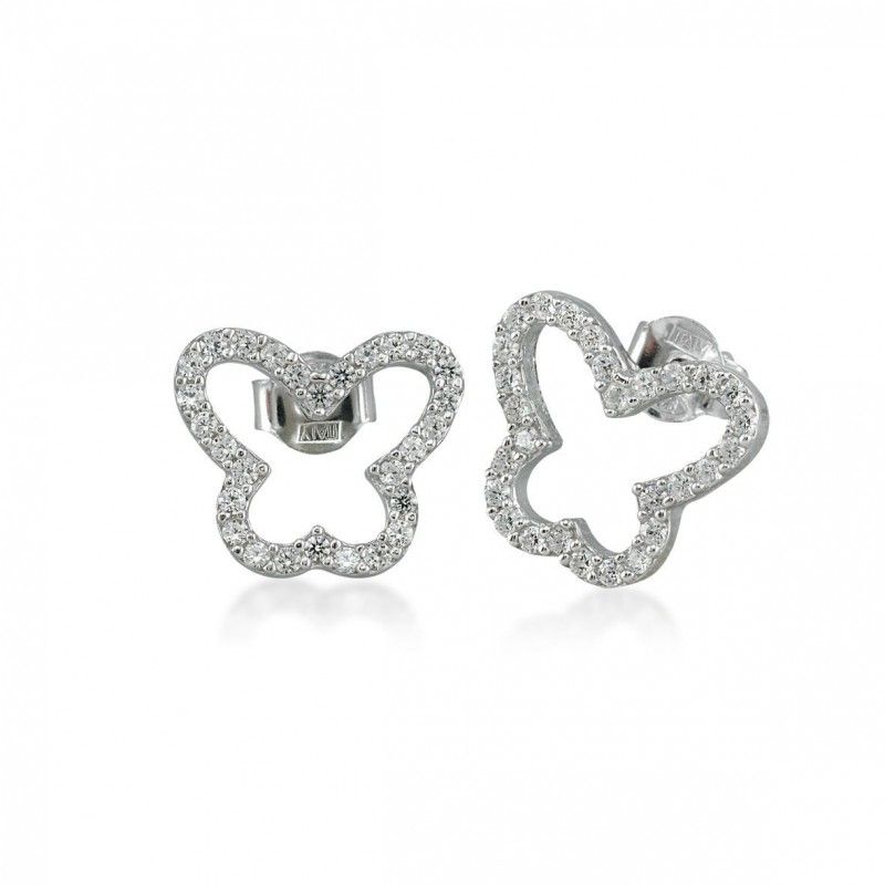 Boucles d'oreilles papillon argent et zirconium. Boucles d'oreilles papillon argent et zirconium.