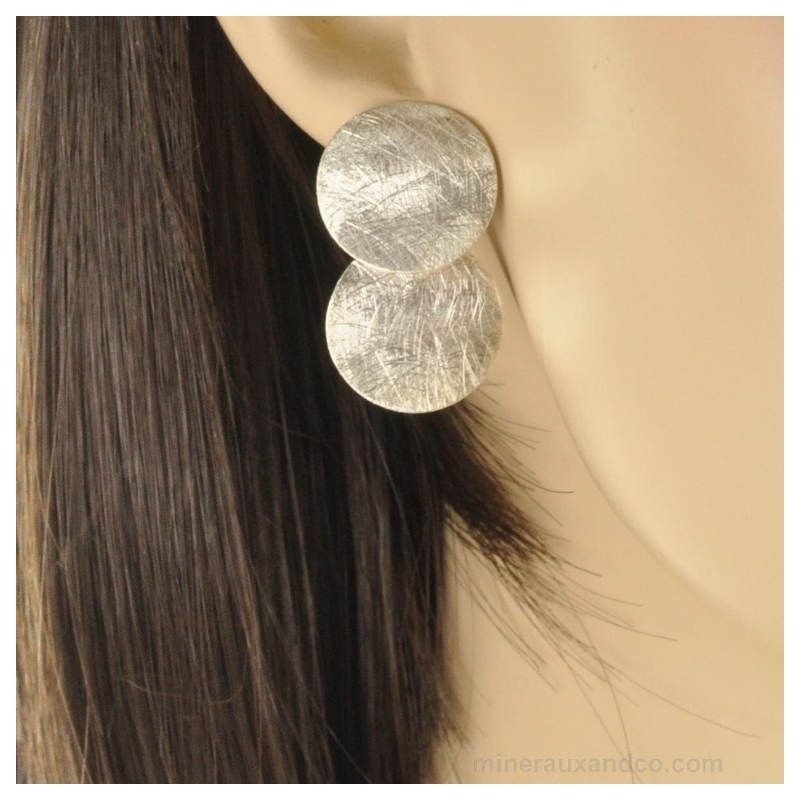 Boucles d'oreilles lune argent 925.