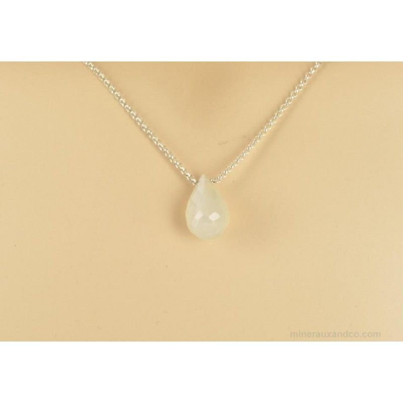 Collier chaîne argent et goutte de pierre de lune