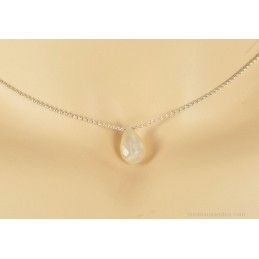 Collier chaîne argent et goutte de pierre de lune