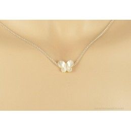 Pendentif papillon nacre et chaîne argent 925.