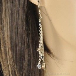 Boucles d'oreilles pendantes pierres et argent 925.