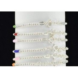 Bracelet perles argent 925 et perles colorées.