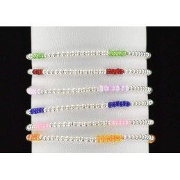 Bracelet perles argent 925 et perles colorées.