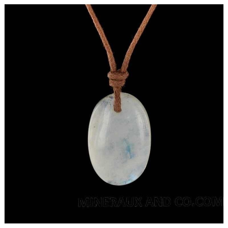 Collier Bronze Avec Cabochon Labradorite 18x25mm - Longueur 56-60 Cm, Neuf Sans Emballage