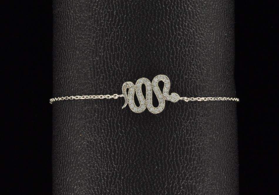 Bracelet En Argent Massif 925 Avec Zirconium - Occasion TBE