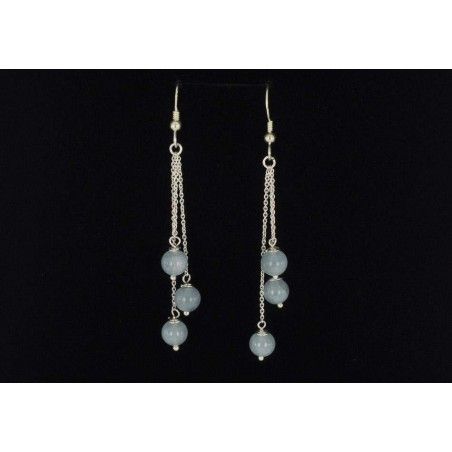 Boucles D'oreilles Perles De Culture Et Aigue-marine - Plaqué Or Jaune, Neuf Avec étiquettes