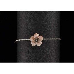 Bracelet nacre rose et grise chaîne argent 925.