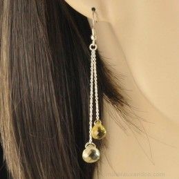 Boucles d'oreilles chainette argent quartz jaune