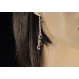 Boucles d'oreilles perles d'amétrine facettée.