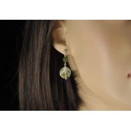 Boucles d'oreilles jade et agate préhnite et argent