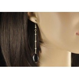 Boucles d'oreilles obsidienne oeil céleste et argent 925.