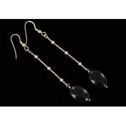 Boucles d'oreilles obsidienne oeil céleste et argent 925.