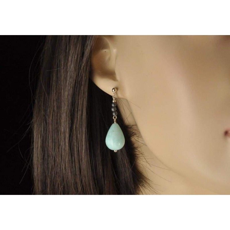 Boucles d'oreilles amazonite et argent 925.