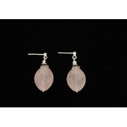 Boucles d'oreilles quartz rose facetté et argent