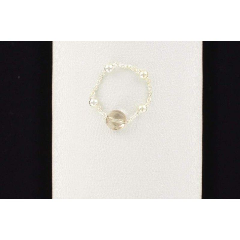 Bague chaîne boule quartz fumé