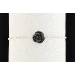 Bracelet argent et roses noires