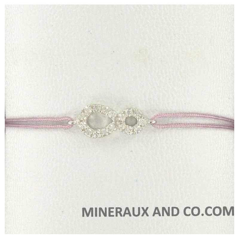 Bracelet infini zirconium et cordon.