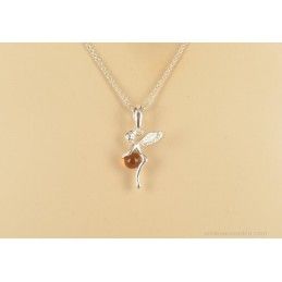 Collier et pendentif fée et perle d'ambre