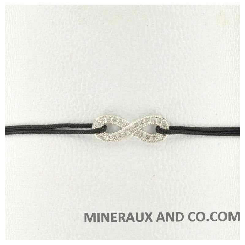 Bracelet cordon infini zircon blanc