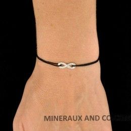 Bracelet cordon infini zircon blanc