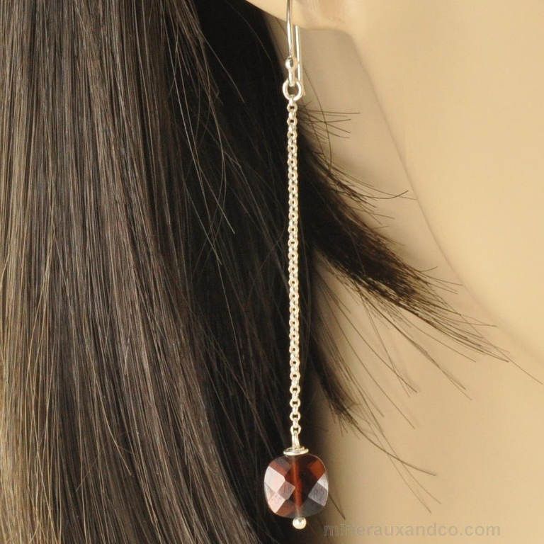 Boucles D'oreilles Argent Pierre Grenat Tsavorite Fait Main - Neuf Avec étiquettes, Style Boucle