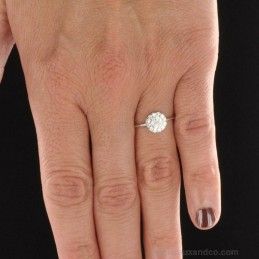 Bague pavé rond zirconium transparent