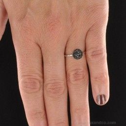 Bague pavé rond zirconium noir