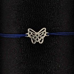 Bracelet papillon ajouré argent 925 sur cordon