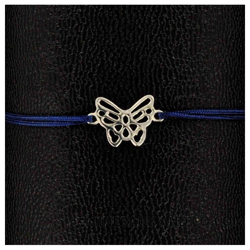 Bracelet papillon ajouré argent 925 sur cordon