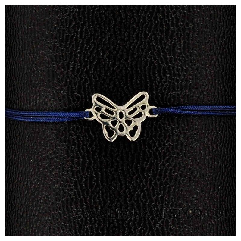 Bracelet papillon ajouré argent 925 sur cordon