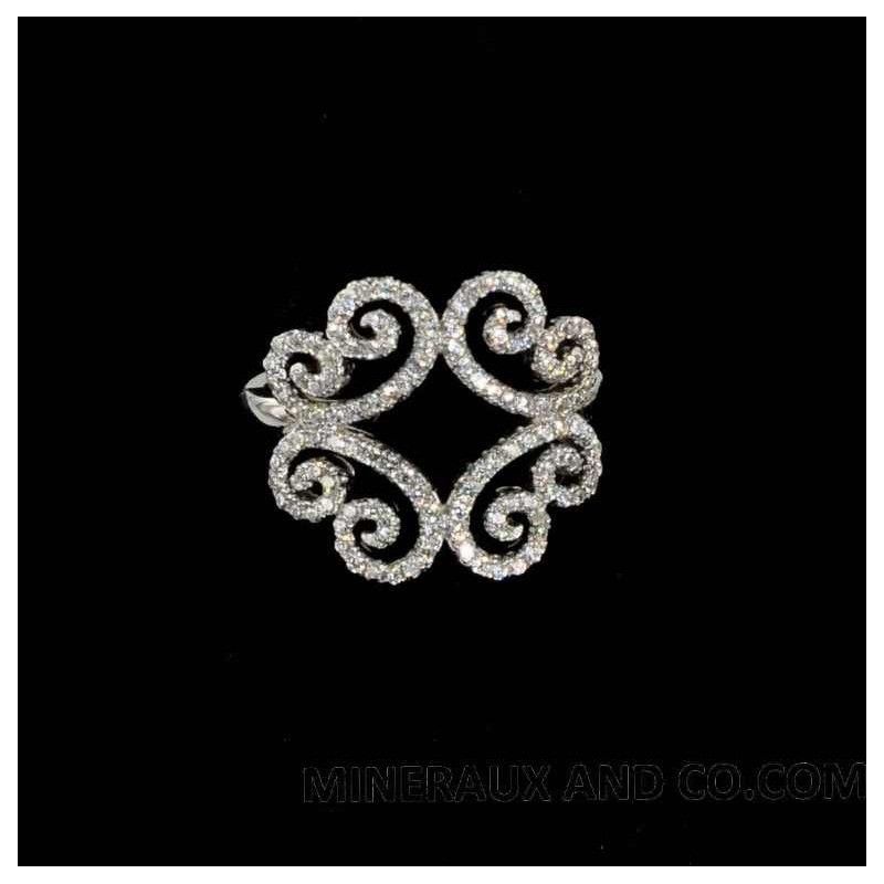 Bague argent motif fleur zirconium.