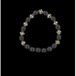 Bracelet agate noire et perles d'argent Indienne