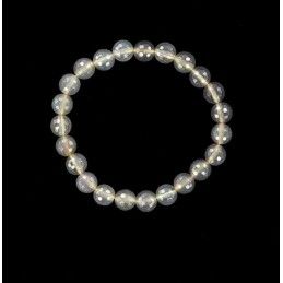 Bracelet perles de calcédoine grises facettées.