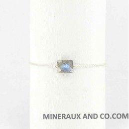 Bracelet chaine argent 925 et rectangle facetté en labradorite