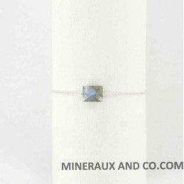 Bracelet chaine argent 925 et rectangle facetté en labradorite